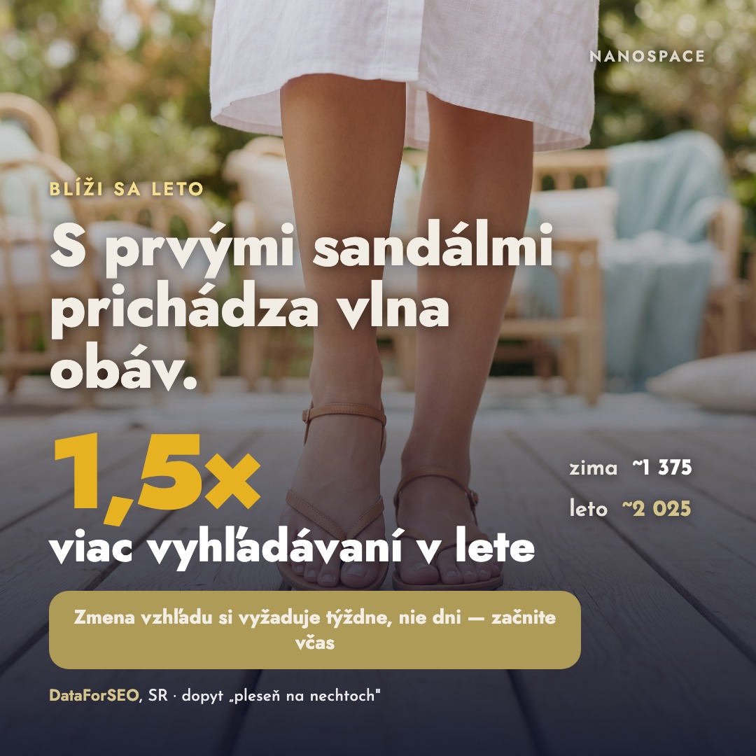 Sezónnosť: v lete 1,5-krát viac hľadania starostlivosti o nechty než v zime